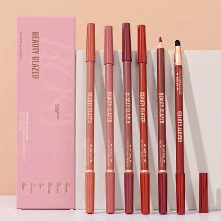 6pcs Matte Dual-Ended Lip Liner Pencils Set Long-Lasting Non-Drying Perfect for Lining Filling Lips Versatile for All Skin Typ