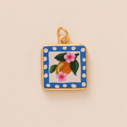 Dopamine pendant necklace, DIY fruit food love pendant, copper material, gold-plated, color preserving