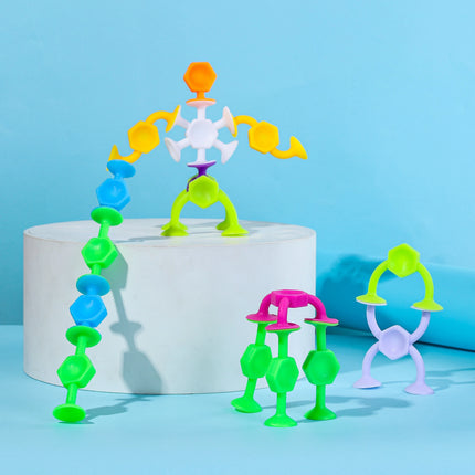 19/24/48Pcs Suction Bath Toys for Kids Soft Silicone Sucker Toys Toddlers Fidget Sensory Suction Cup Toy for Windows Travel