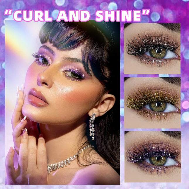 QIBEST Sliver Gold Purple Glitter Mascara Quick Dry Lasting Waterproof Curling Thick Shiny Eyelash Diamond Mascara 3 Colors
