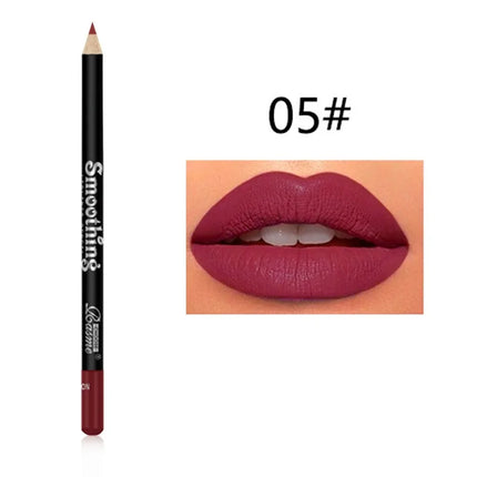 12 Color Nude Matte Lipstick Pencil Long-lasting Waterproof Lip Pencil High Pigmented Lip Liner Lips Makeup Tool Lip Contouring