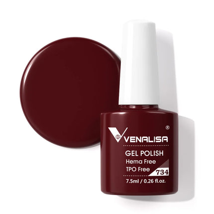 Venalisa 7.5ml Gel Nail Polish, White Cap, Glass Formula, No Wipe Top Coat, UV LED Soak-Off Glitter Color Nail Lacquer
