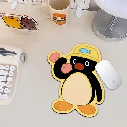 Cute Pingu Penguin Shaped Mousepad Office Essential Wrist Support Computer Keyboard Desk Mat Anti-Slip Durable For Men Women