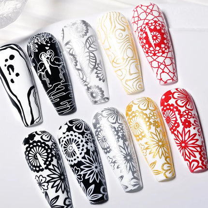 BORN PRETTY 10m Stamping Nail Polish White Black Gold Red Colorful Nail Art Printing Varnish DIY for Nail Plate Design Varnish