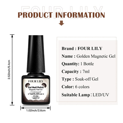 7pcs Gold Light Cat Magnetic Gel Nail Polish Set Maillard Magnetic Gel Semi Permanent Soak Off UV Gel Varnish Nail Art Manicure