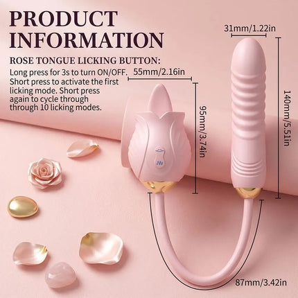 Rose Tongue Licking Vibration Sex Toys Silicone Dildo Vibrator for Women 3in1 G Spot Stimulate Anal Vibrators Adult Sex Toys