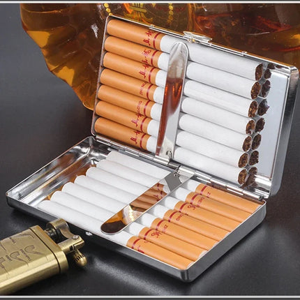 Slim Mirror Polished Metal Cigarette Case Portable Stainless Steel Pocket Cigarette Box Durable Cigarette Storage Holder for Men