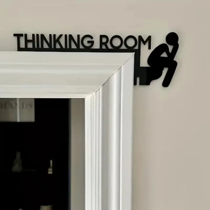 1pc Modern Wooden Toilet Door Sign Stylish Thinking Room Home Decor Artwork Decorative Door Frame Pendant Elegant Wall Ornament