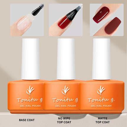 Tonitu G 7ml Nail Gel Top Coat Base coat No Wipe UV LED Varnish Sealing Shining Clear nails art for professionals