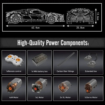 NEW 4688Pcs Technical Moter Power La Voiture Noire Sport Car Building Blocks Assembly Brick Model Toys Kids Christmas Gift