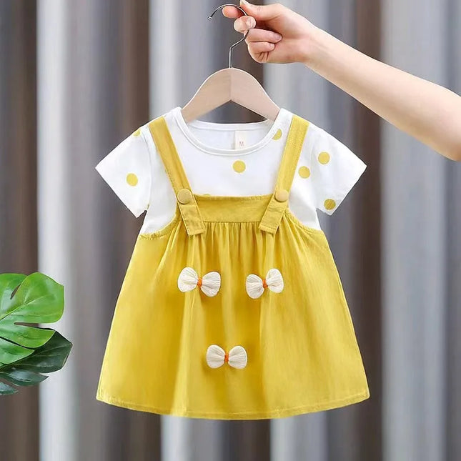 Baby Girl Clothes Summer Polka Dot Print Cute Three-Dimensional Bow Decoration Baby Dresses Sweet Birthday Party Baby Clothes