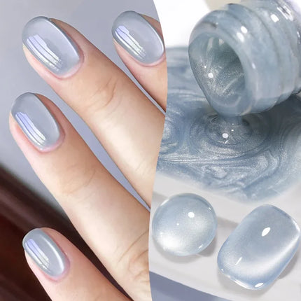 10ml Silver Water Blue & Green Cat Eye Magnetic Gel Nail Polish Nail Lacquer for Spring Summer Manicure DIY Salon Nail Supplies
