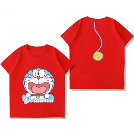 Potdemiel Summer New Doraemon Children's Pure Cotton T-Shirt, Boys and Girls Tops, Comfortable and Breathable Children's T-Shirt