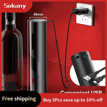 HIM-Electric Wine Opener: Automatic Wine Bottle Opener With Foil Cutter, Wine Pourer, Vacuum Stopper,For Home Kitchen Bar