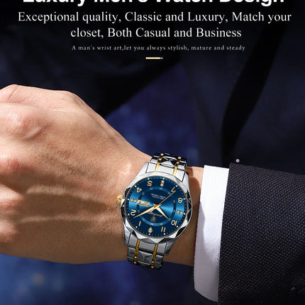 POEDAGAR Luxury Business Men's Wristwatch Stainless Steel Date Week Man Watch Waterproof Luminous Fashion Quartz Watches For Men