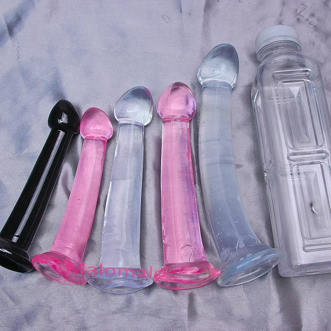 Cheap TPE Transparent Anal Plug Jelly Dildo 4Sizes Suction Cup Cock Vaginal Masturbation Soft Small Penis Women Man Sex Toys