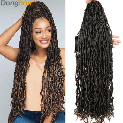 Long Goddess Faux Locks Crochet Braids Brown Blue 1B 30 350 Soft Locs Braiding Hair Synthetic Faux Locs Crochet Hair Extensions