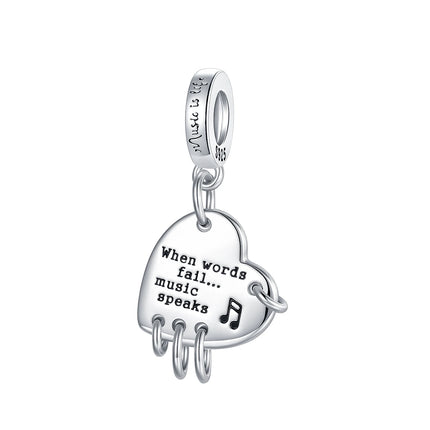 Hot Sale Rock Music Guitar Charms 925 Sterling Silver Dangle Pendant Fit Bangle Bracelet Necklace DIY Jewelry