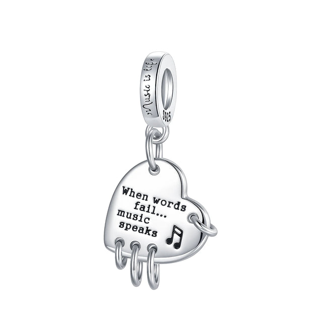 Hot Sale Rock Music Guitar Charms 925 Sterling Silver Dangle Pendant Fit Bangle Bracelet Necklace DIY Jewelry