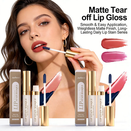 Matte Tear off Lip Gloss Peel off Lip Stain Reveal Long Lasting Waterproof Hydrating Tinted Natural Lip Gloss Makeup 3 Colors