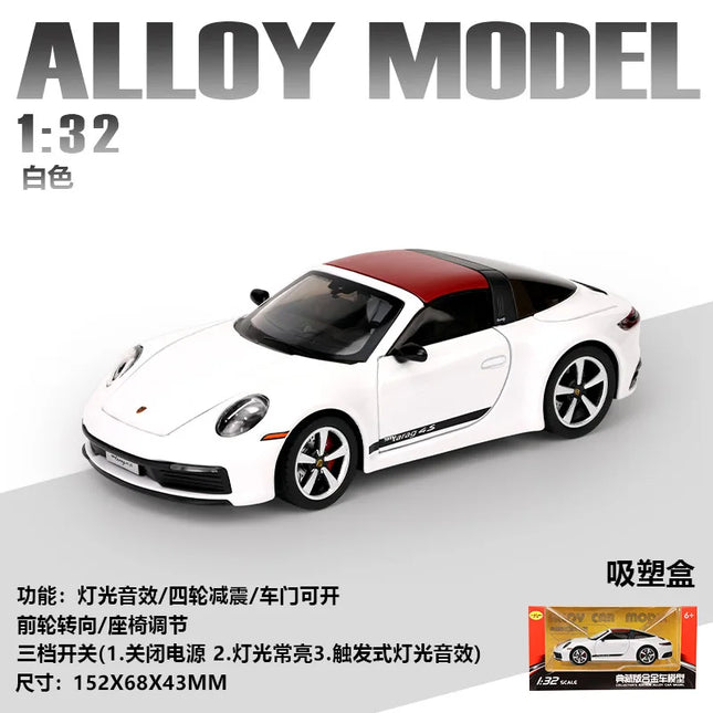 1:32 911 Targa 4S Sports Car Alloy Car Model Simulated Children's Toy Collection Ornaments for Boys Gifts
