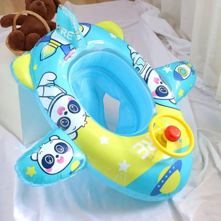 Cartoon Animal Inflatable Toys Baby Swimming Seat with Steering Wheel Outdoor Pool Water Inflatable Floating Ring for Kids