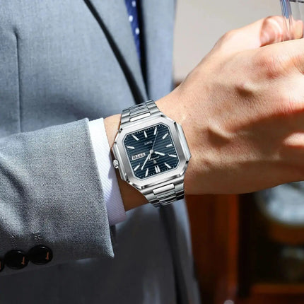 POEDAGAR Business Men's Watch Waterproof Luminous Date Week Classic Watches For Men Stainless Steel Men's Quartz Wristwatch Reloj