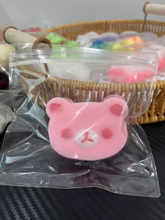 Little Red Book Viral Rilakkuma Bear Head Squishy Stress Relief Toy Food Grade Silicone Slow Rebound Creamy Feel For Kids Adults