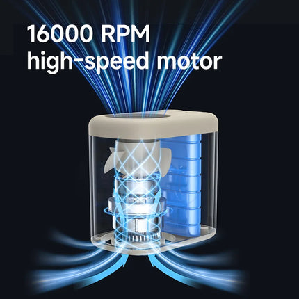 Hands-free Wearable Waist Fan & Umbrella Clip-on Fan 16000RPM Powerful Portable Fan Stepless Control Digital Display Mini Fan