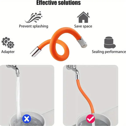 Flexible Faucet Extender with 360° Rotation, Universal Water Faucet Rubber Extension Tube, Anti-Splash Design For Easy Water Flo