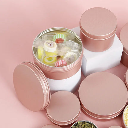 10/20/50/100pcs 5ml 10ml Matte Rose Gold Jar 30ml Cream Pink Aluminum Case 50ml 60ml Lip Balm Pot Cosmetic Container 150ml 4201