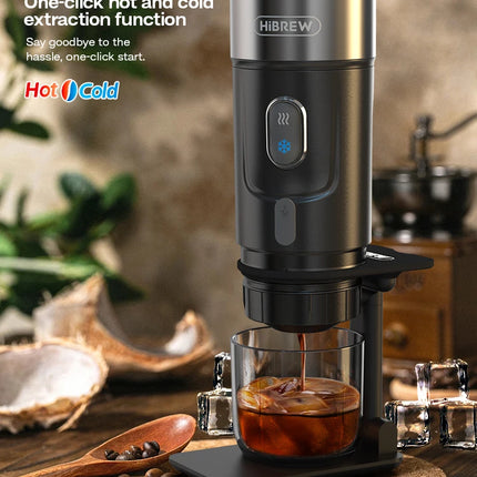 HiBREW Portable Coffee Machine Expresso Coffee Maker Fit Nexpresso Capsule Coffee Powder for Car Camping & Home Heat Water H4A