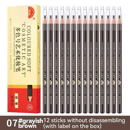 12PCS High Quality Pull Eyebrow Pencil Black Leather Makeup Wild Line Eyebrow Pencil Waterproof Hard Core Flat Head Pencil