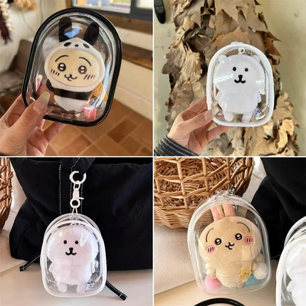 Portable Transparent PVC Mystery Box Keychain Square Zipper Storage Pouch Bag Pendant Anti Dust Waterproof Plush Dolls Toy Bag