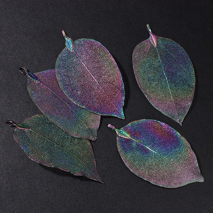 5pcs/set 40-60mm Electroplated Leaf Pendants Mixed Gold Color Natural Leaves Charms For DIY Necklace Earrings Jewelry Accessorie