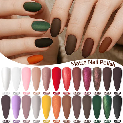LILYCUTE 7ml 28 Colors Matte Nail Polish Pink Coffee Brown Air Dry No Need Cure Nail Art DIY At Home Manicure Design