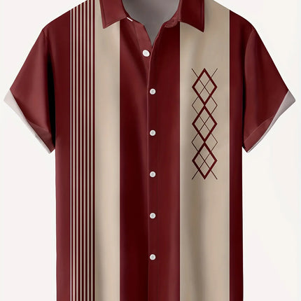 New Hawaii Men's Vintage Shirts Casual Breathable Short Sleeve Tops Beach Party Plaid Tops Short Sleeve Men's Clothing