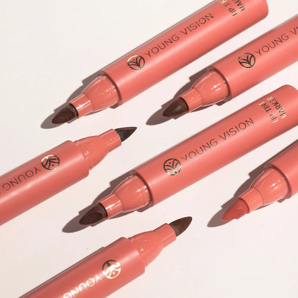 Lip Tint Pen, 6 Colors Available, Matte Water Lipstick, Non-Stick Cup, Long-Lasting, Smooth Lip Liner and Lip Stain Combo
