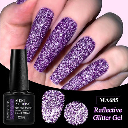 7Ml Reflective GlitterGel Nail Polish Bright Sparkling Silver Color Semi-permanent Soak Off Nail Art UV Varnish Nail Supplies