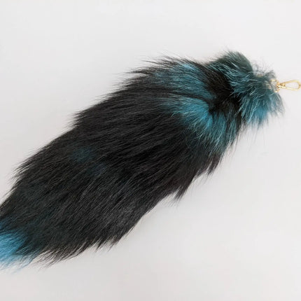 natural fox fur tail keychain furry 2024 chic y2k  beautiful accessory length 40 cm Car Keychains For Women