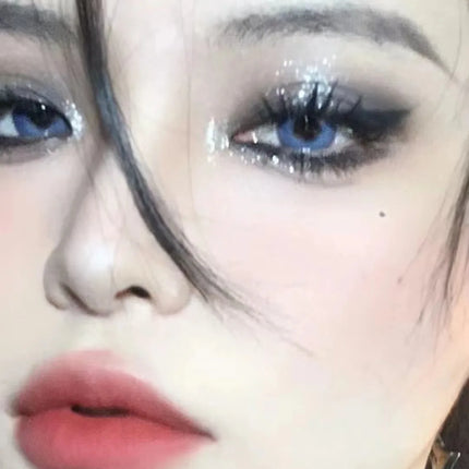 6 Colors Eye Shadow Palette Punk Smoky Black Glitter Pearly Eyeshadow Palette Korean Shiny Blue Eyeshadow Contour Blush Makeup