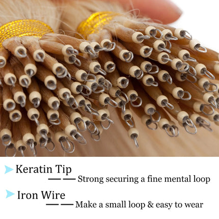 Straight Nano Ring Hair Extensions 100% Human Hair Weft Individual Strands For Natural Hair Extensions Look