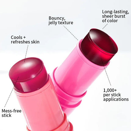 Easy Makeup Jelly Powder Blusher Stick Waterproof Long-lasting Lip And Cheek Color Dual-use Facial Powder Blusher Cream
