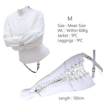Super Tight PU Leather Mermaid Bondage Kit with Fetish Bodysuit Harness Leg Bag for Couple Cosplay Sex Binder BDSM Clothes