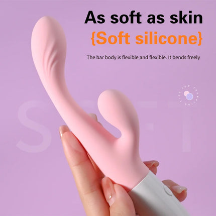 Rabbit Vibrator Dildo G Spot Clitoris Stimulator Nipple Vagina Massager Female Masturbator Erotic Orgasm Sex Toys For Women