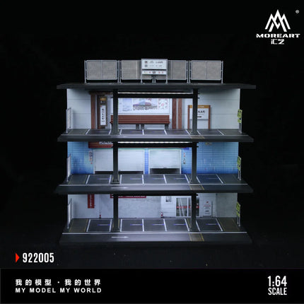 TimeMicro&MoreArt 1:64 Japanese three-storey parking building garage storage display scene - stock - fast delivery