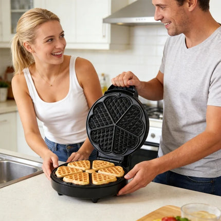 1000W Heart Waffle Maker Nonstick Electric Machine Makes 5 Shaped Waffles For Home EU Plug