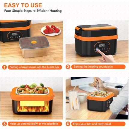 Gison 1.5L Portable Electric Heated Lunch Box 60W No Water Heating Lunch Box Car Work Lunch Box Heater 18000mah Rechargeable