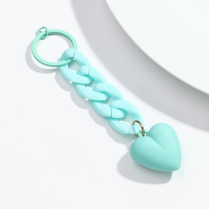 Handmade Heart Keychain Acrylic Plastic Link Chain Key Ring For Women Handbag Pendant Accessorie Car Keys Jewelry Gifts