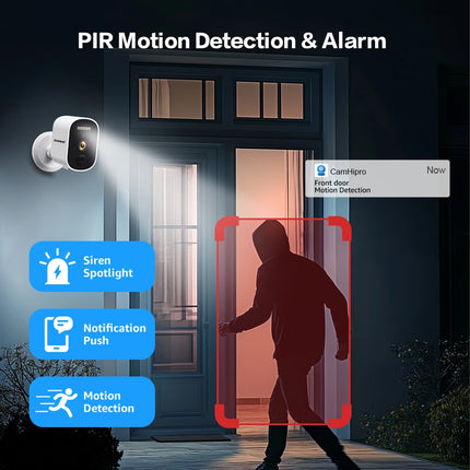 2K 3MP FHD WIFI Battery Camera built-in 2*18650 Battery Color Night Vision Magnetic Base Two Way Audio Security Camera